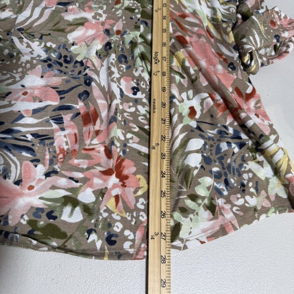 New Directions Womens 1X Top Floral Poly Spandex Blouse Stretch Office Church - Picture 9 of 10
